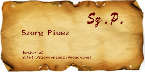 Szorg Piusz névjegykártya
